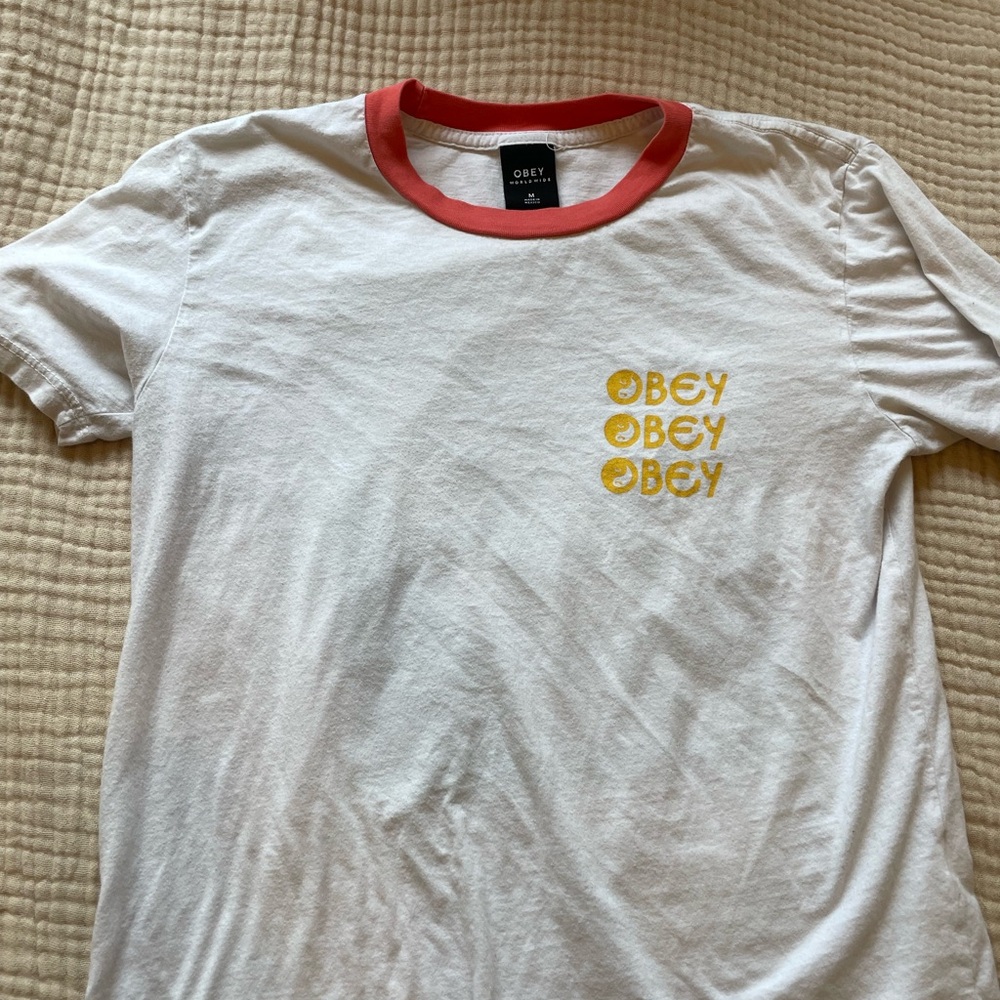 Obey White and Red womens T-Shirt